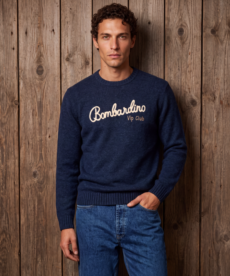 Alternative view of MAGLIONE GIROCOLLO NAVY BLUE CON RICAMO BOMBARDINO VIP CLUB