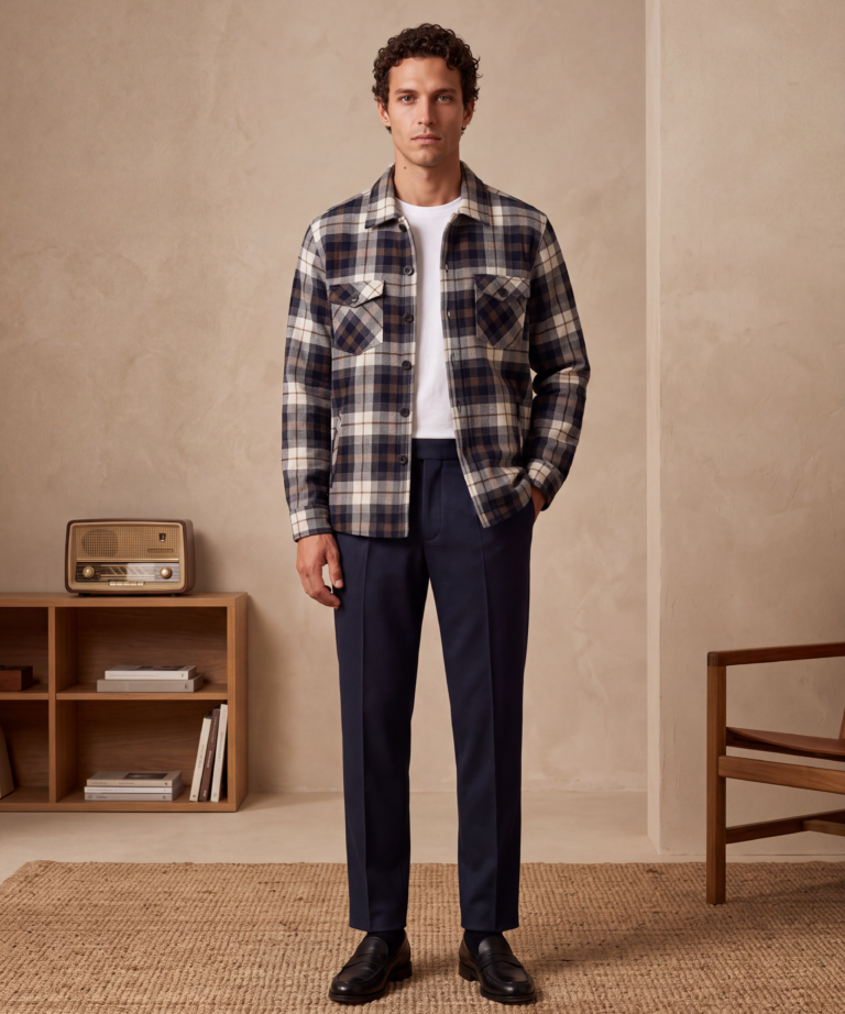 Alternative view of BLUE GREY CHECK FLANNEL OVERSHIRT
