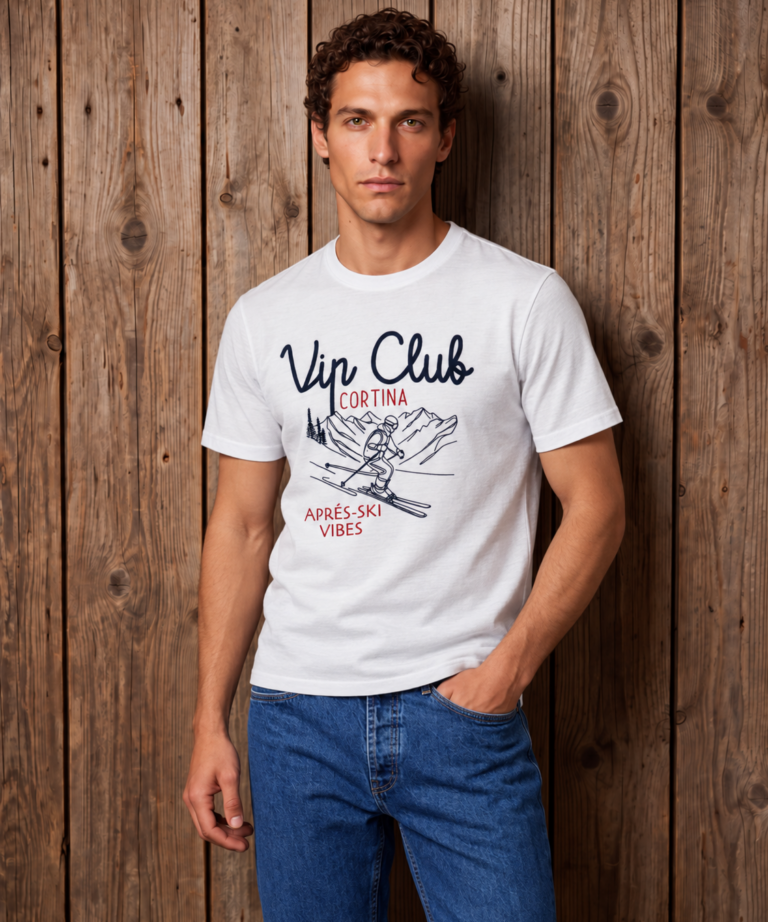 Alternative view of T-shirt optical white con stampa "Vip Club Cortina"