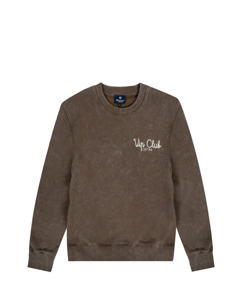 BROWN “VIP CLUB CORTINA” PRINTED CREW NECK SWEATSHIRT