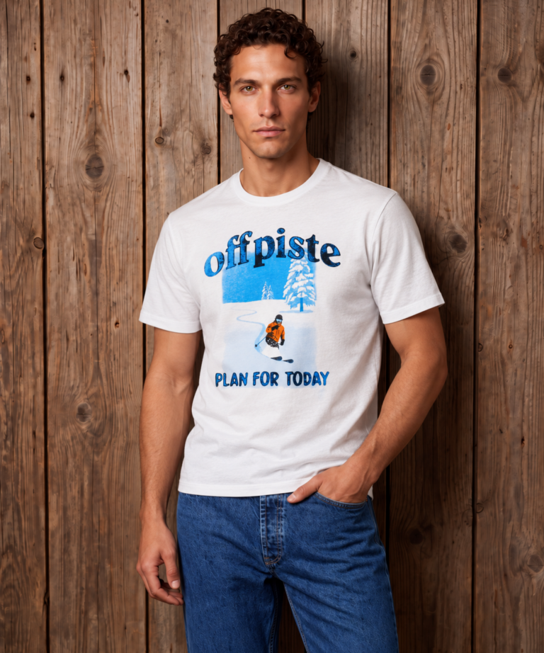 Alternative view of T-SHIRT OPTICAL WHITE  "OFF-PISTE – PLAN FOR TODAY"