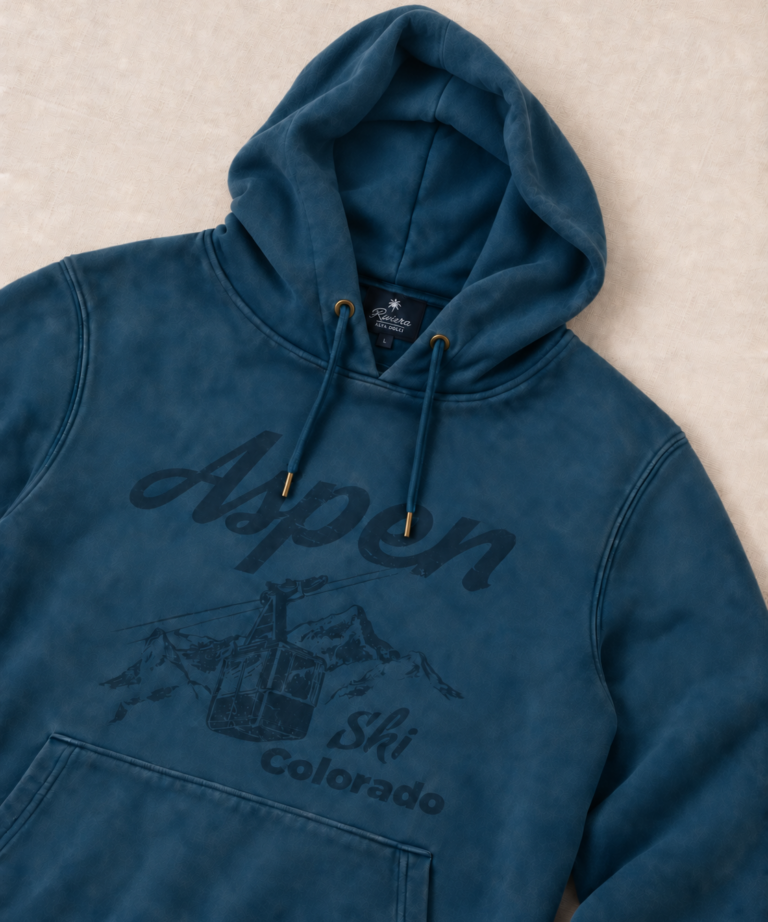 DENIM “ASPEN SKI COLORADO” PRINTED HOODIE - Image 3