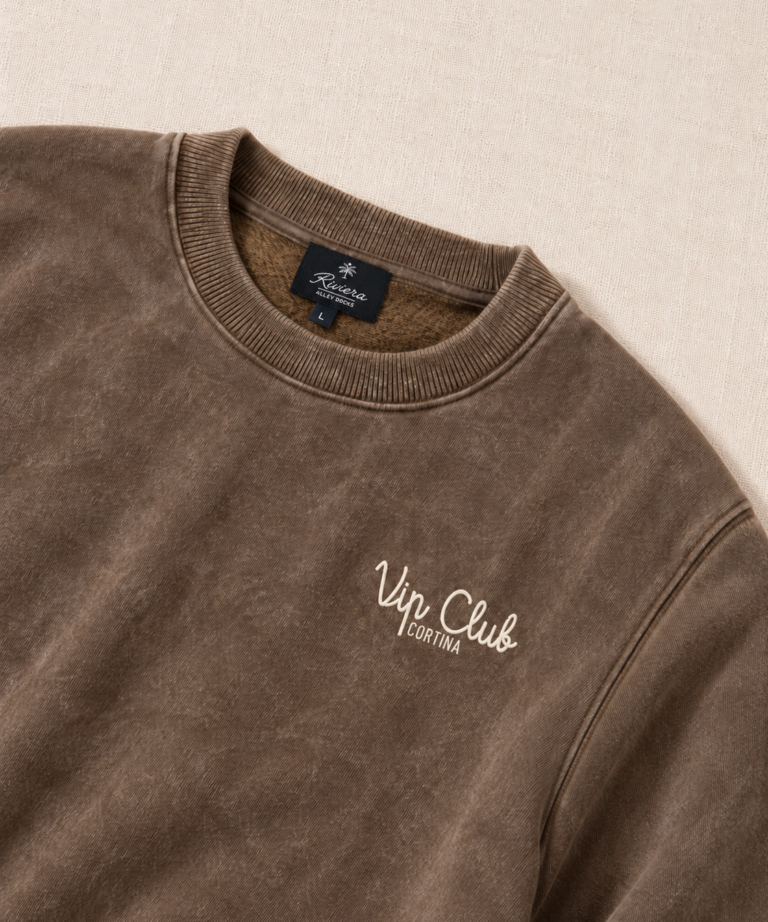 BROWN “VIP CLUB CORTINA” PRINTED CREW NECK SWEATSHIRT - Image 3