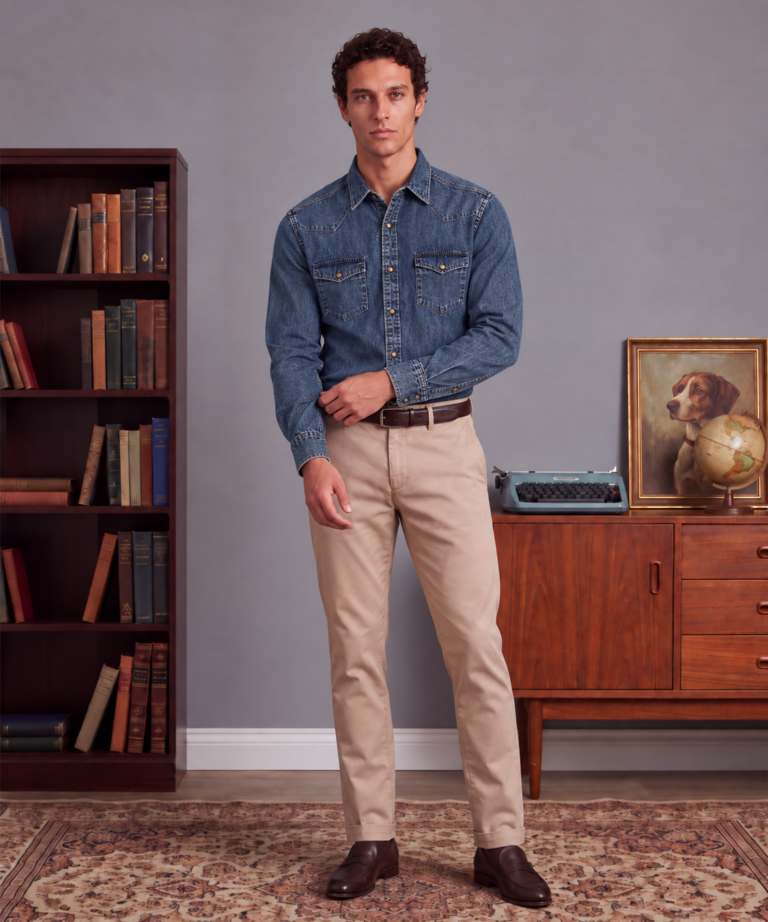 Alternative view of MEDIUM BLUE DENIM SHIRT WITH FRONT POCKETS