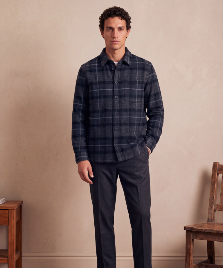 Alternative view of BLUE TARTAN CHECK WOOL-BLEND FLANNEL JACKET