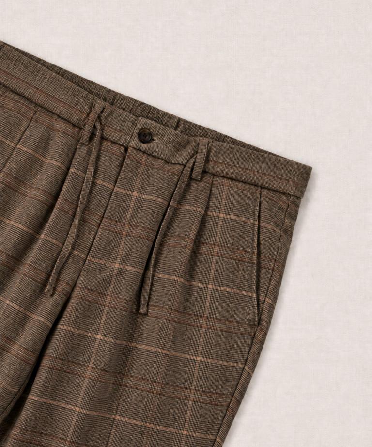 Alternative view of PANTALONE A QUADRI EFFETTO SCOZZESE BROWN