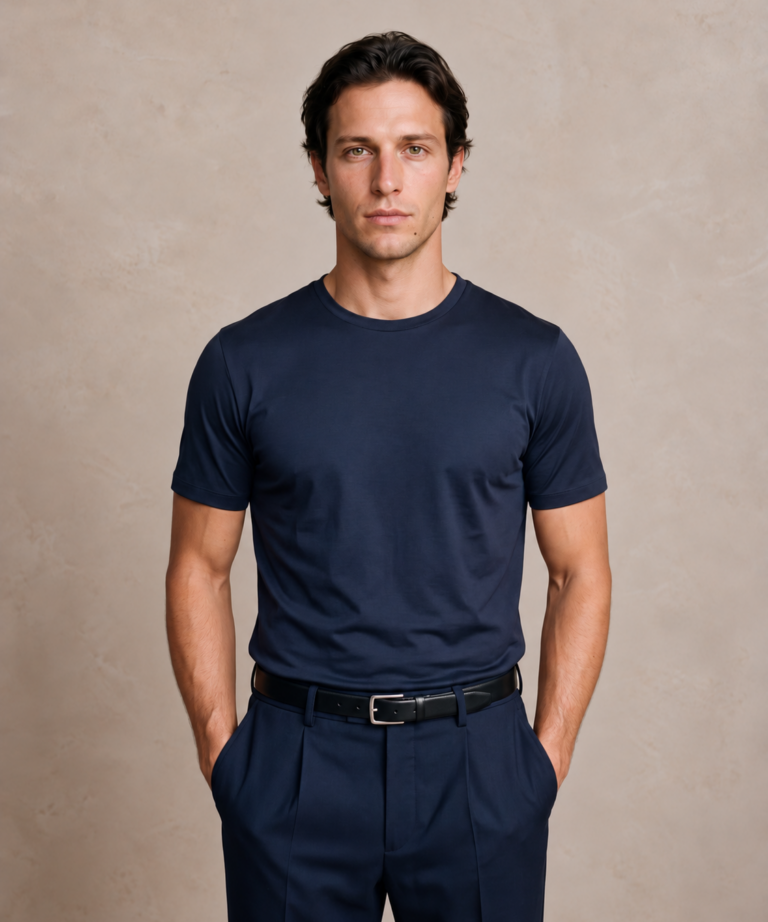 Alternative view of T-SHIRT IN TESSUTO TECH  NAVY BLUE