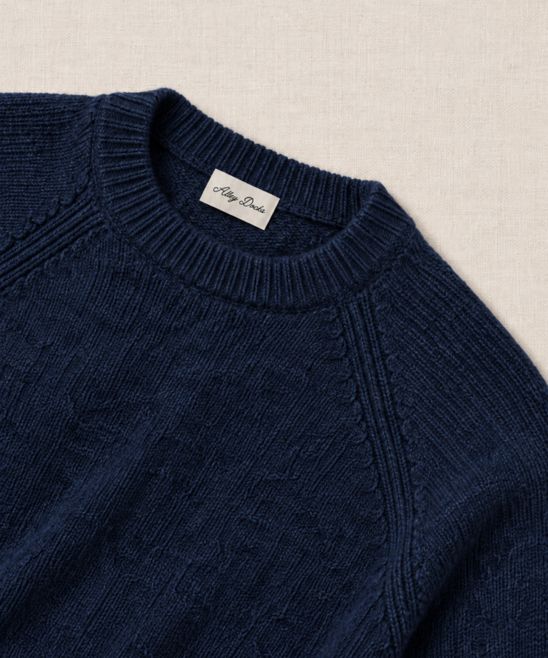 Alternative view of MAGLIONE GIROCOLLO NAVY BLUE MISTO LANA