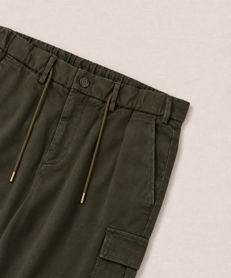Alternative view of PANTALONE CARGO OLIVE IN COTONE