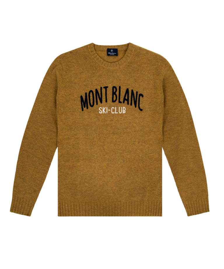 MAGLIONE GIROCOLLO OCHRE CON RICAMO