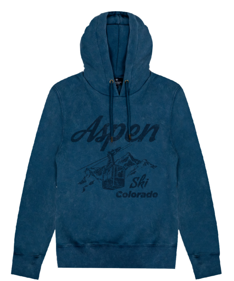 DENIM “ASPEN SKI COLORADO” PRINTED HOODIE