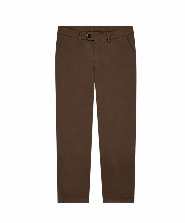 PANTALONE IN CAVALRY DI COTONE BROWN