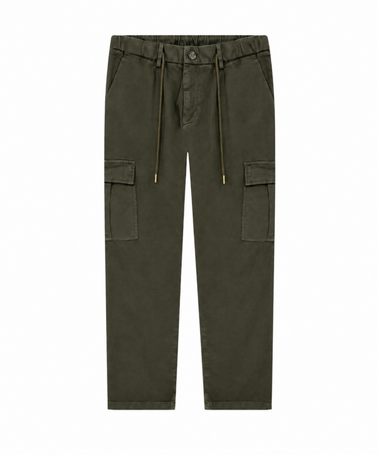 PANTALONE CARGO OLIVE IN COTONE