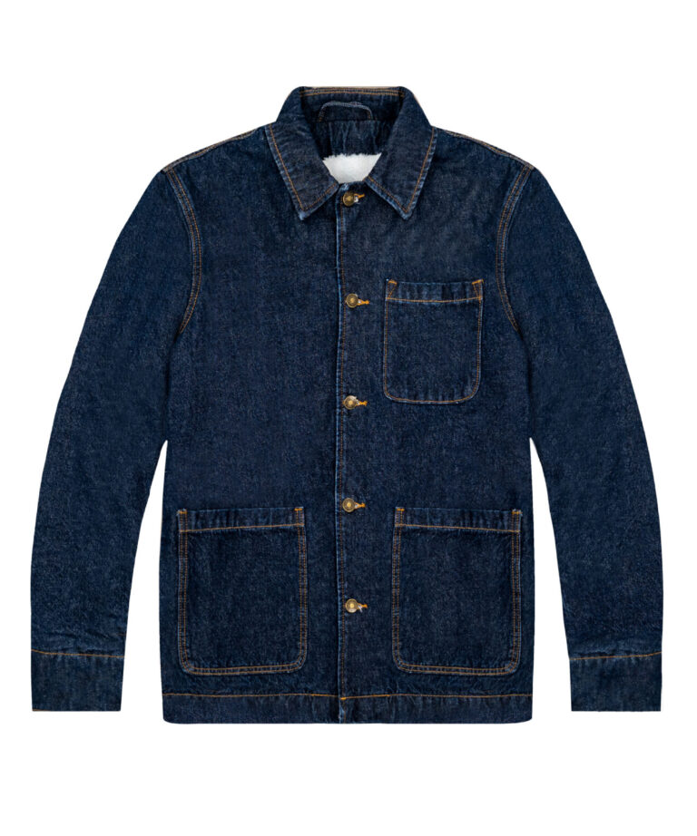 OVERSHIRT IN DENIM RINSE WASH CON INTERNO EFFETTO SHERPA