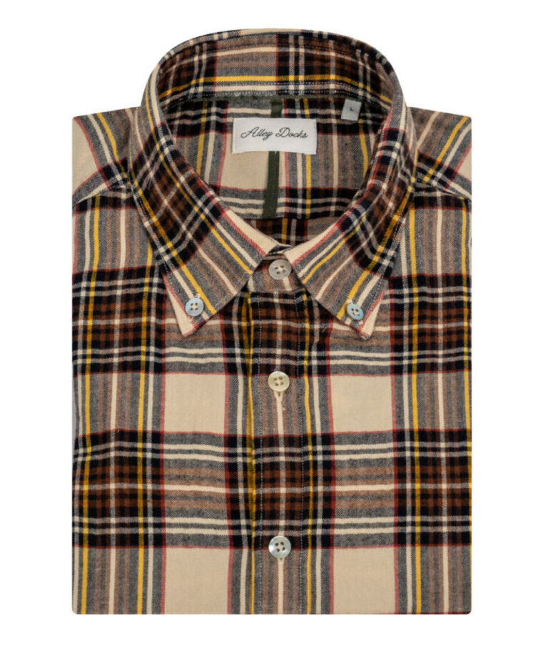CAMICIA IN FLANELLA BEIGE CON MOTIVO CHECK