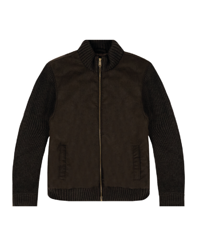 GIUBBINO IN CAMOSCIO IMBOTTITO MISTO LANA BROWN