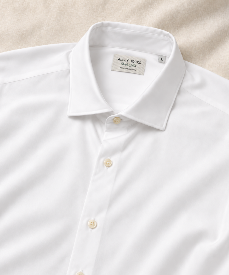 CAMICIA IN TESSUTO TECNICO IN TINTA UNITA WHITE - immagine 4