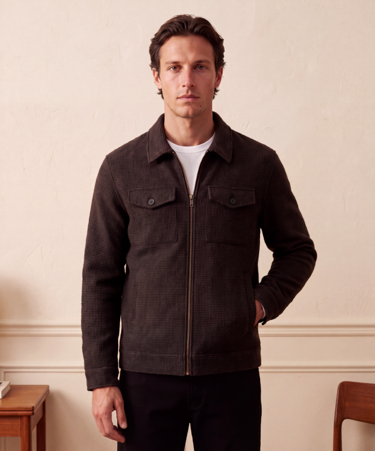 Alternative view of GIUBBINO IN FLANELLA MISTO LANA A QUADRI BROWN/ BLACK