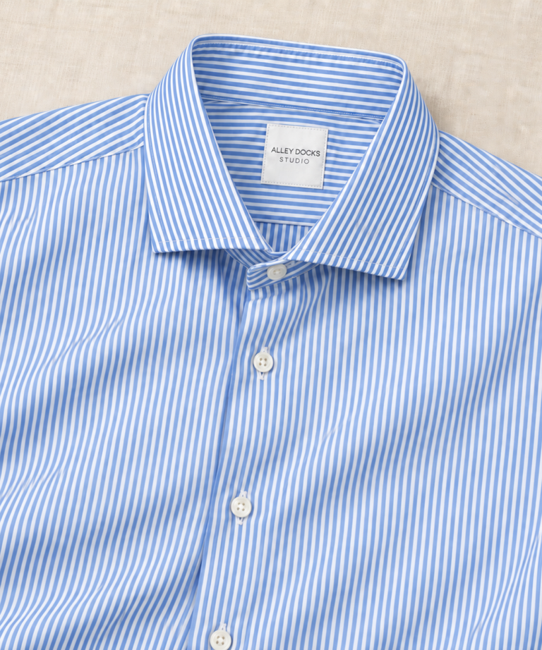 Alternative view of CAMICIA ELASTICIZZATA IN MISTO COTONE A RIGHE LIGHT BLUE