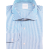 CAMICIA ELASTICIZZATA IN MISTO COTONE A RIGHE LIGHT BLUE