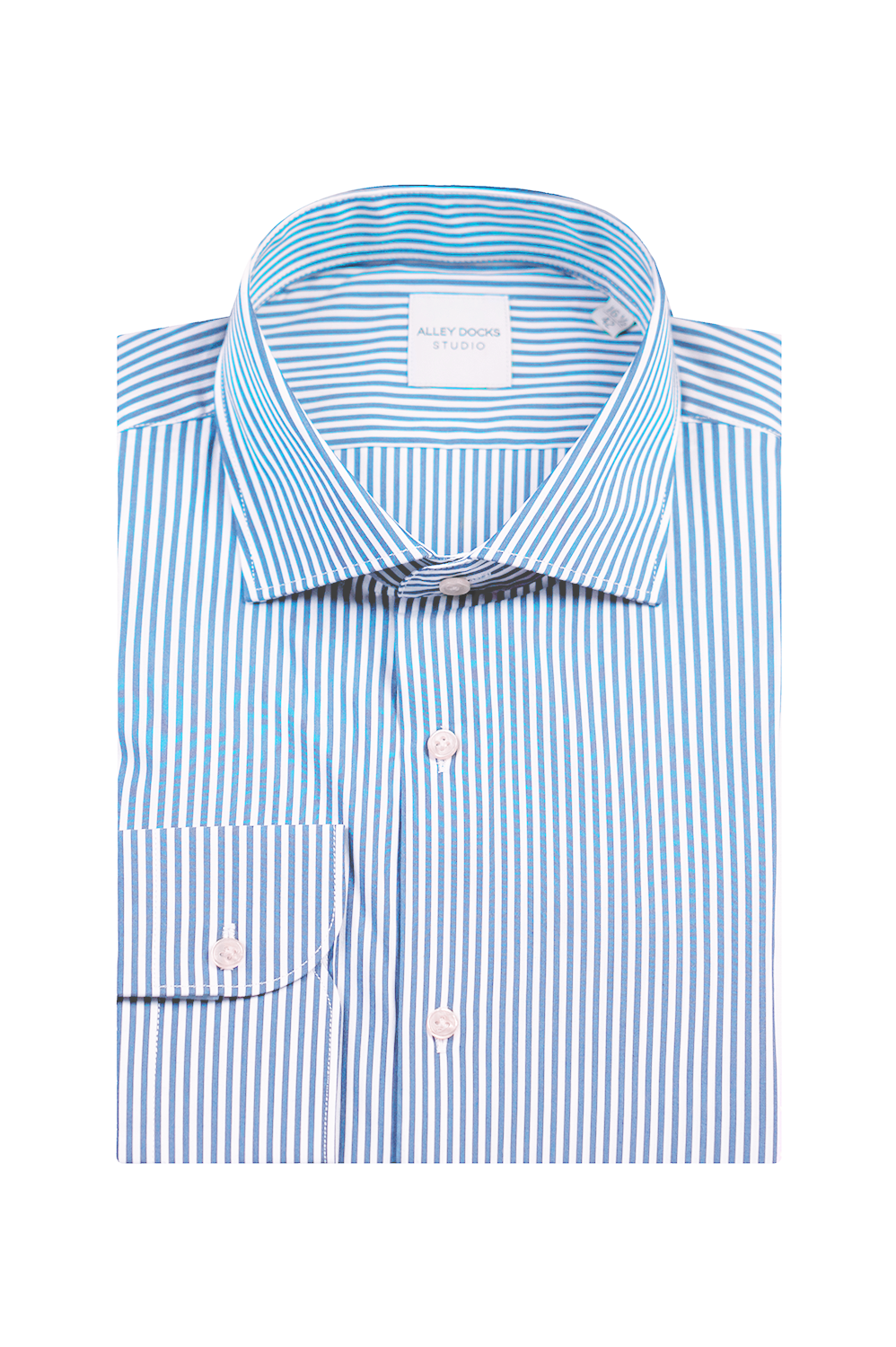 CAMICIA ELASTICIZZATA IN MISTO COTONE A RIGHE LIGHT BLUE