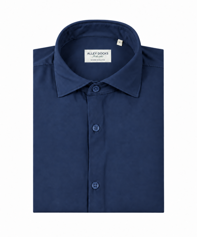 CAMICIA IN TESSUTO TECNICO IN TINTA UNITA NAVY BLUE
