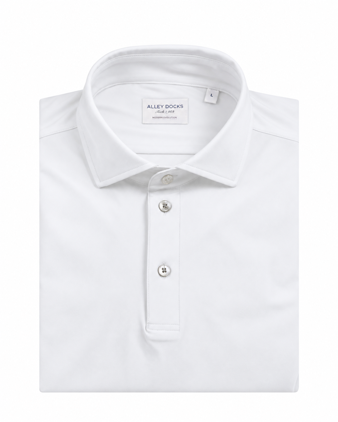 POLO CON COLLO ALLA FRANCESE A MANICHE LUNGHE IN TESSUTO TECNICO WHITE