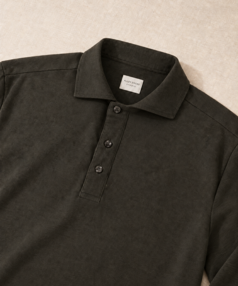 Alternative view of POLO A MANICHE LUNGHE IN COTONE OLIVE GREEN