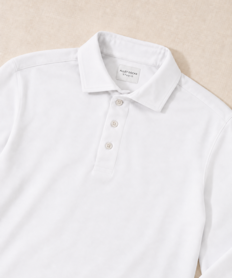 Alternative view of POLO A MANICHE LUNGHE IN COTONE WHITE