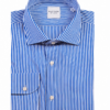 CAMICIA ELASTICIZZATA IN MISTO COTONE A RIGHE NAVY BLUE