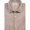 CAMICIA IN TESSUTO TECNICO IN A RIGHE CHOCOLATE