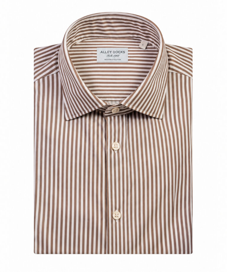 CAMICIA IN TESSUTO TECNICO IN A RIGHE CHOCOLATE